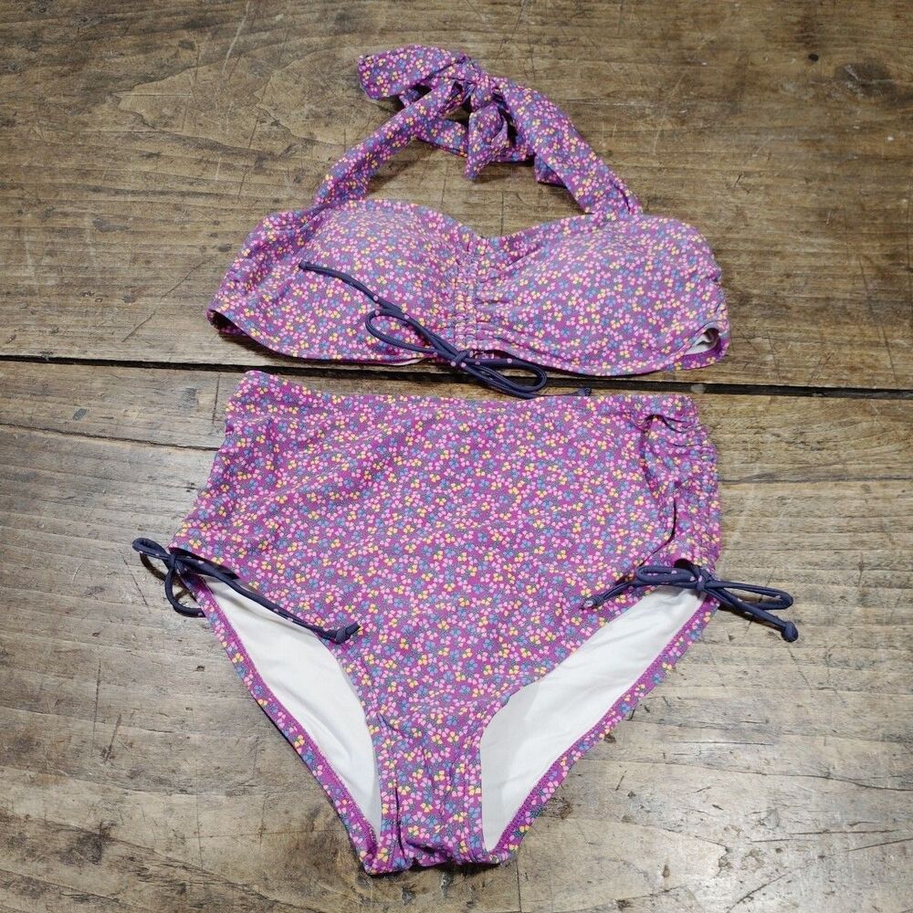 MATILDA JANE Sz MEDIUM Swimsuit Halter Tie Bikini Top Bottom Floral Beach